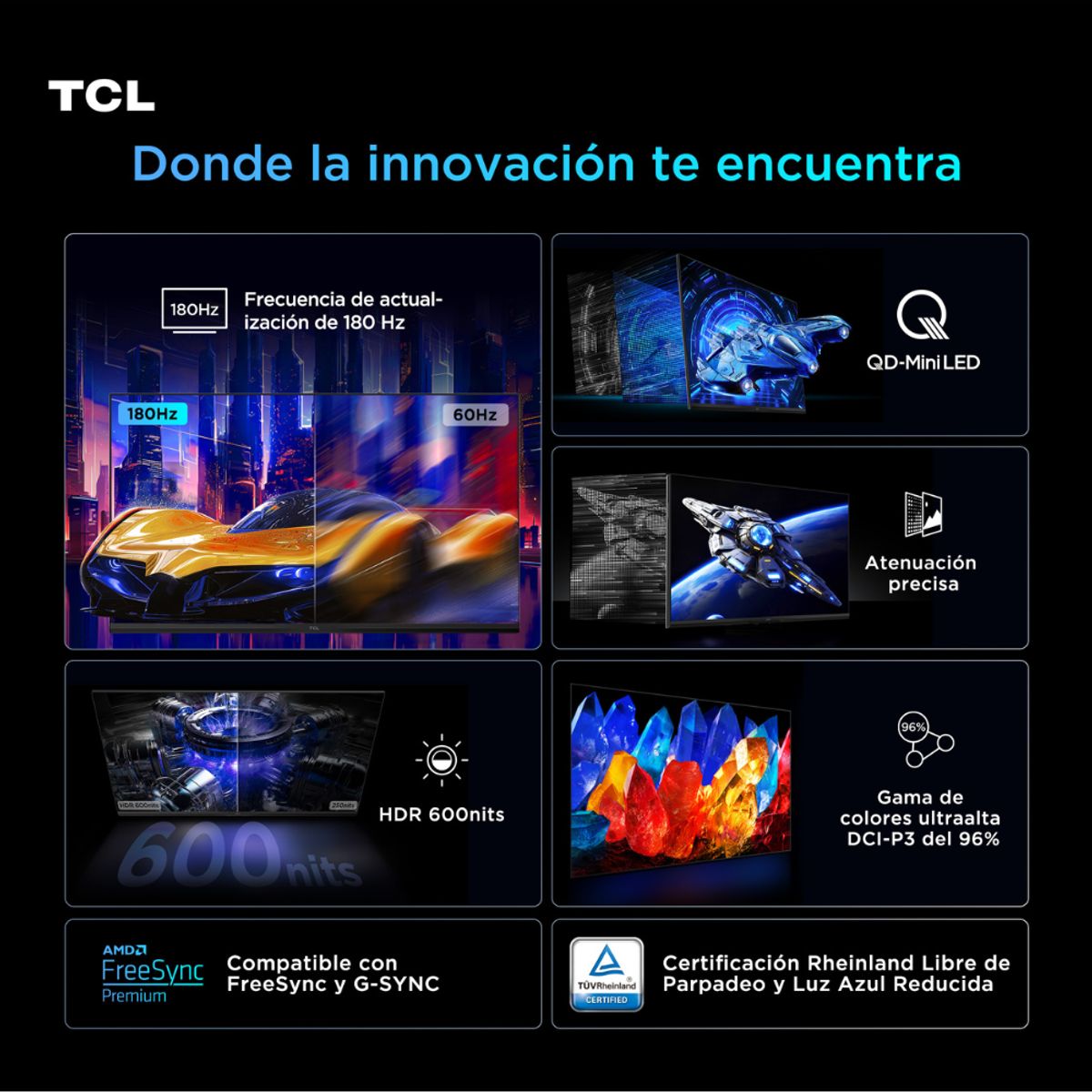 TCL - Monitor Gamer TCL 32" QD-Mini LED 32G64 QHD 180Hz