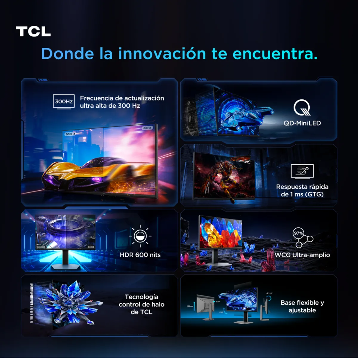 TCL - Monitor Gamer TCL 25" QD-Mini LED 25G64 FHD 300Hz