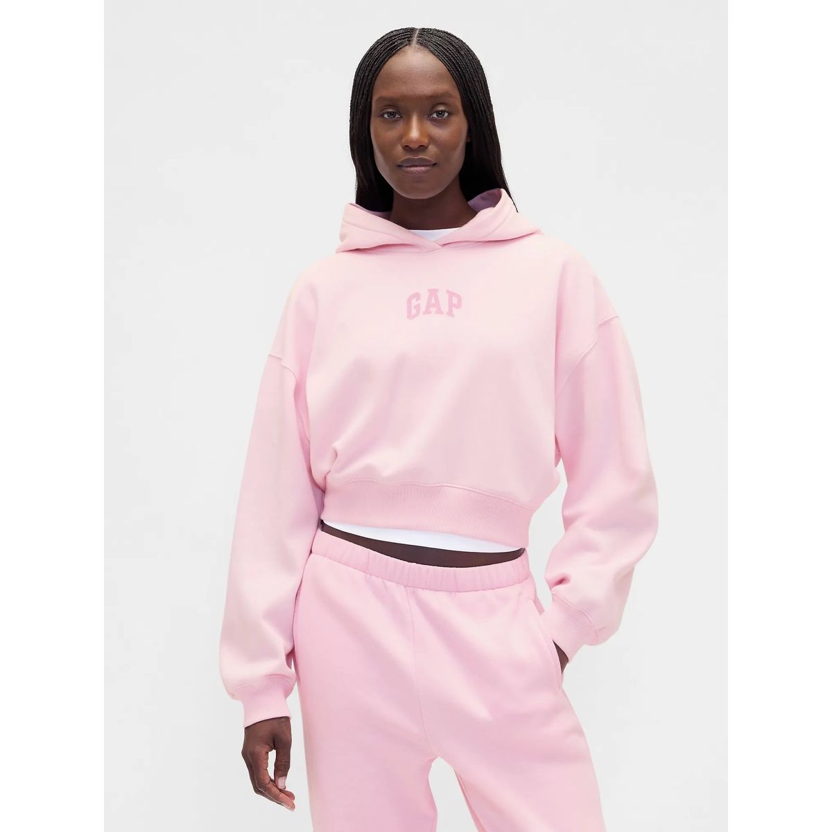 GAP - Polerón Mujer Con Gorro Sin Cierre Rosado Gap