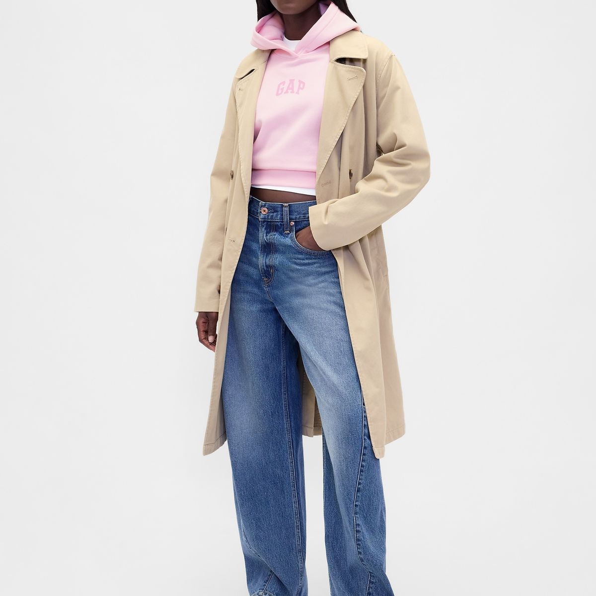 GAP - Polerón Mujer Con Gorro Sin Cierre Rosado Gap
