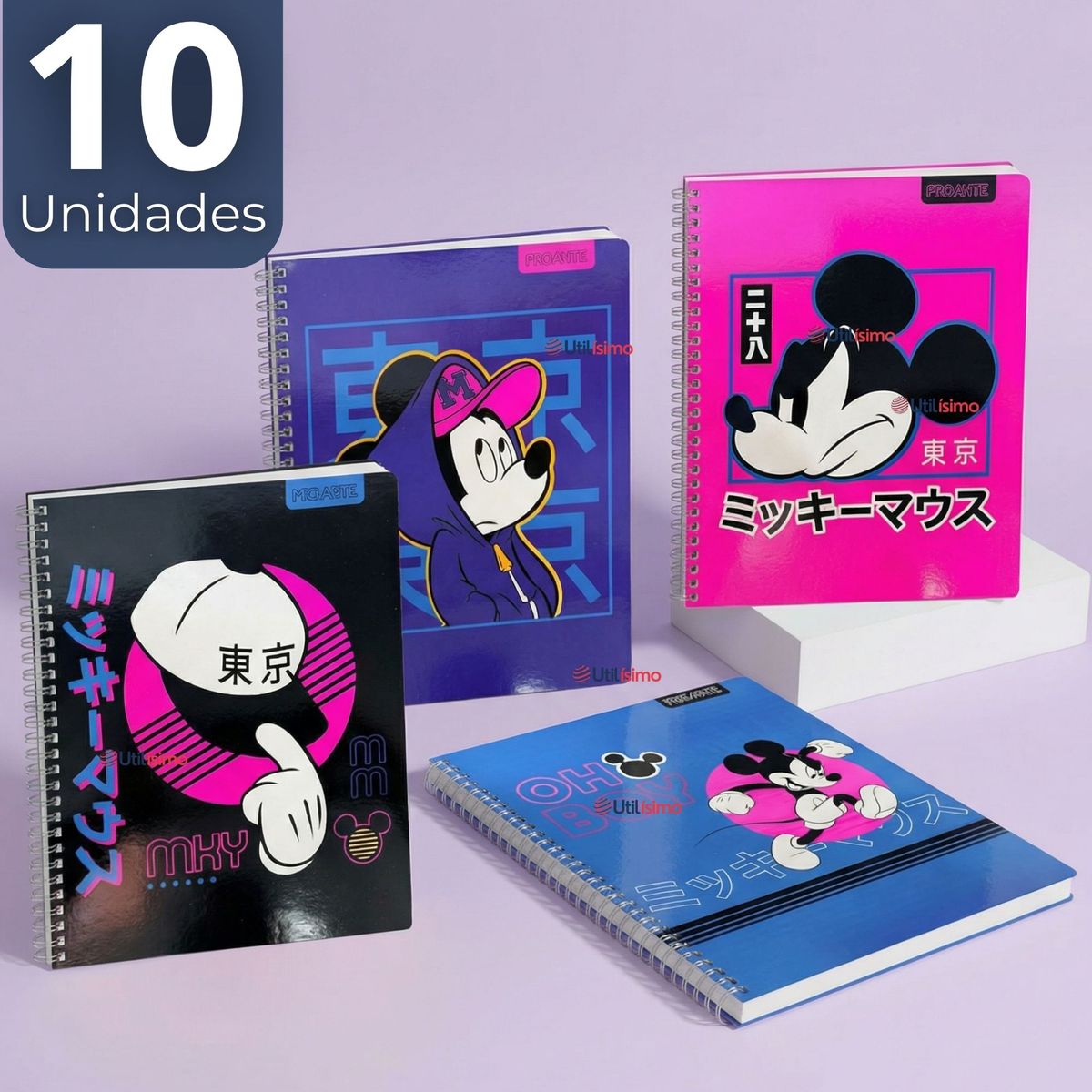 PROARTE - Pack 10 Cuadernos Universitarios Mickey Mouse Proarte 7mm 100 Hojas Diseños Surtidos