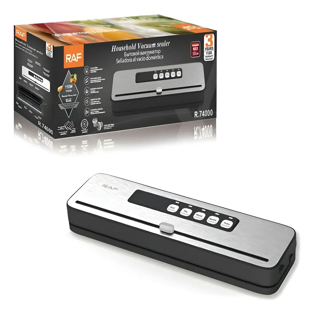 GENERICO - Maquina Selladora Al Vacio RAF R74000 110W Para Empacar Y Conservar Alimentos Secos Humedos FIGOIMPORT