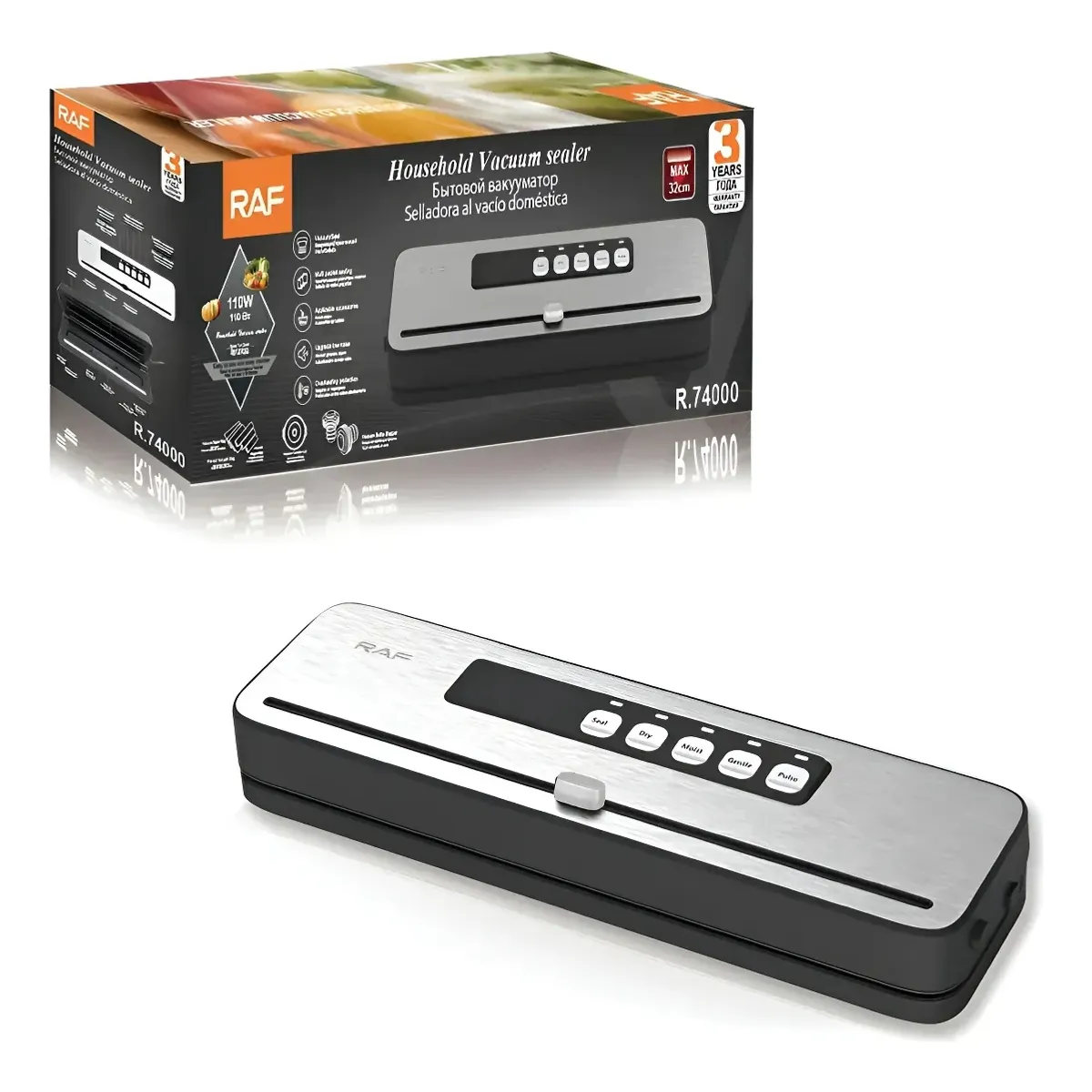 GENERICO - Maquina Selladora Al Vacio RAF R74000 110W Para Empacar Y Conservar Alimentos Secos Humedos FIGOIMPORT