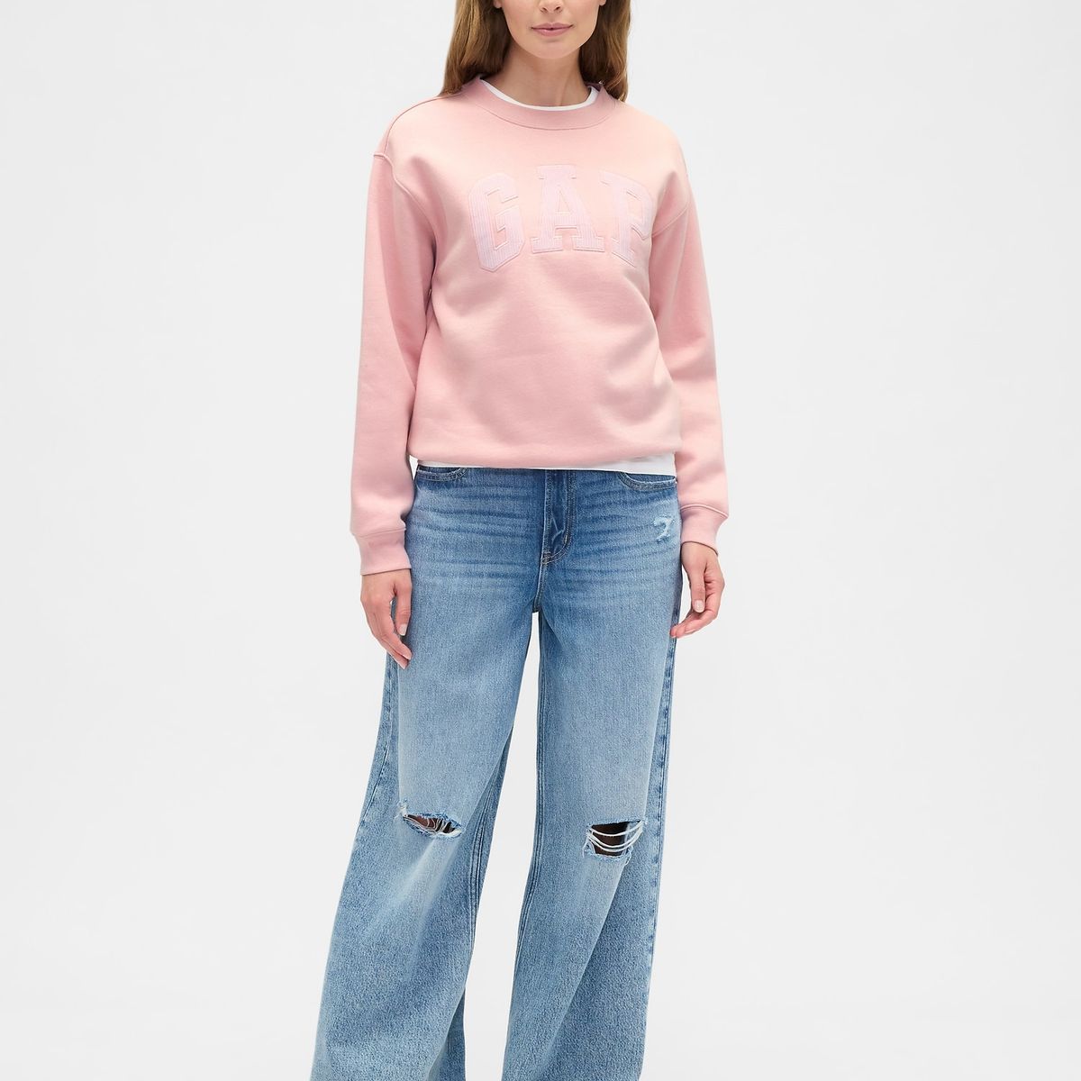 GAP - Polerón Mujer Logo Crew Rosado Gap