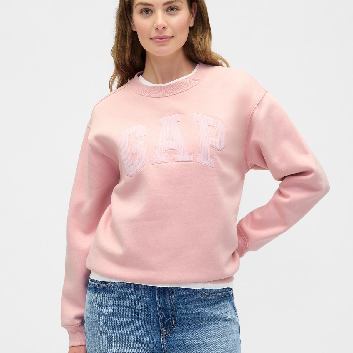 GAP - Polerón Mujer Logo Crew Rosado Gap
