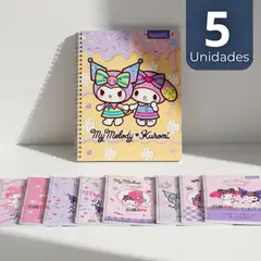 PROARTE - Pack 5 Cuadernos Universitario My Melody & Kuromi 7mm 100 Hojas Diseños Surtidos