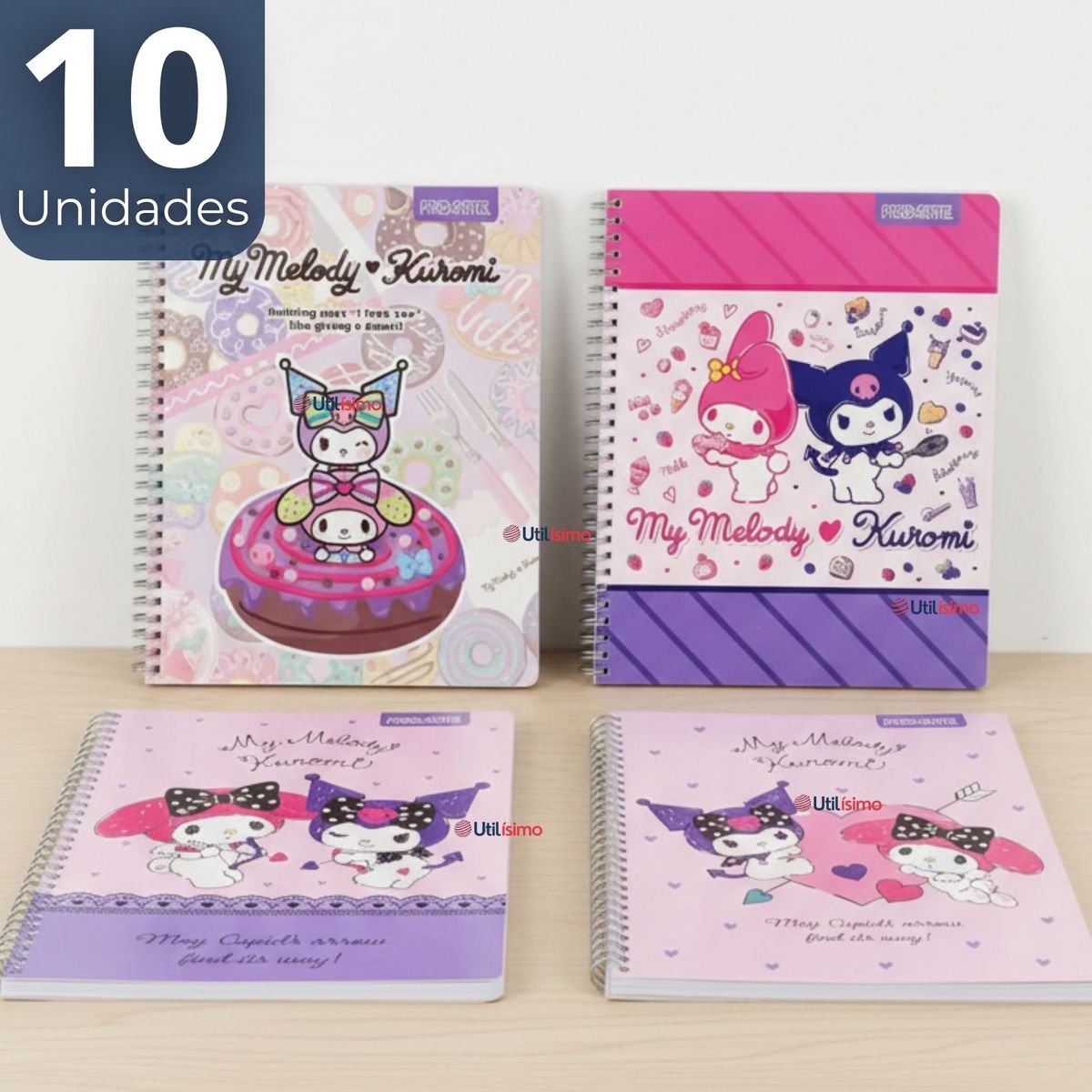 PROARTE - Pack 10 Cuadernos Universitario My Melody & Kuromi Proarte 7mm 100 Hojas Diseños Surtidos