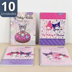 PROARTE - Pack 10 Cuadernos Universitario My Melody & Kuromi 7mm 100 Hojas Diseños Surtidos