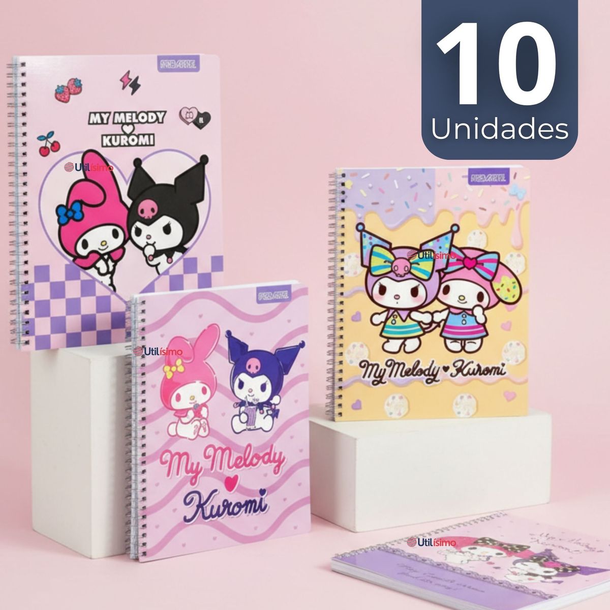 PROARTE - Pack 10 Cuadernos Universitario My Melody & Kuromi Proarte 7mm 100 Hojas Diseños Surtidos