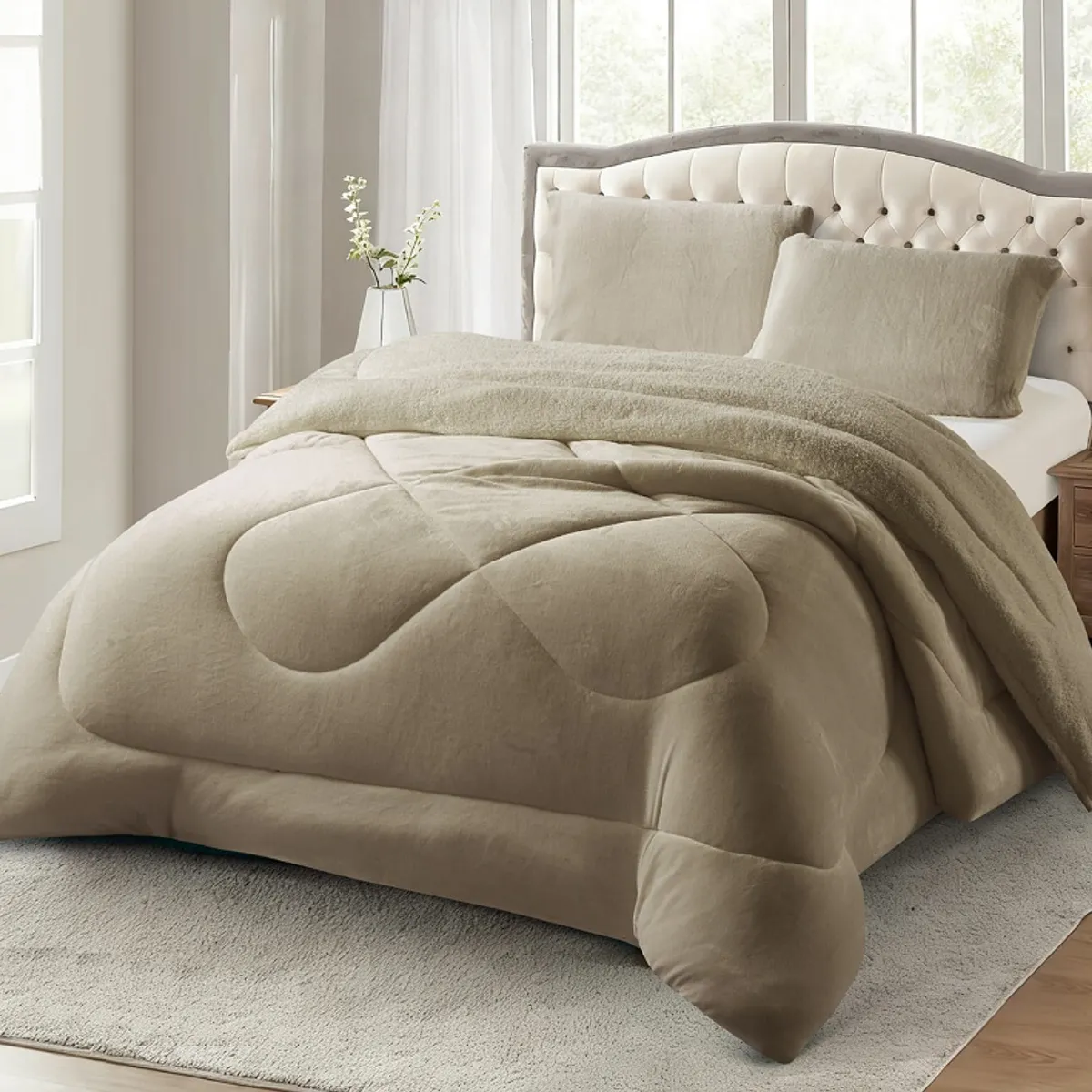 GENERICO - COBERTOR DE INVIERNO KING UNICOLOR PLUSH CON CHIPORRO  QUITA FRIOTF