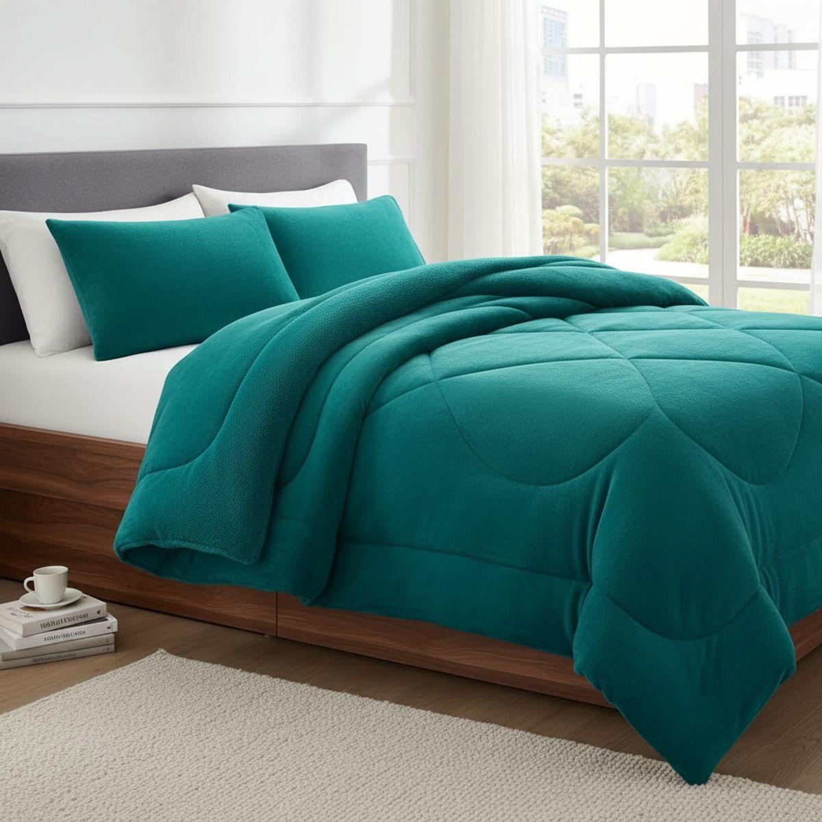 GENERICO - COBERTOR DE INVIERNO KING UNICOLOR PLUSH CON CHIPORRO  QUITA FRIOTF