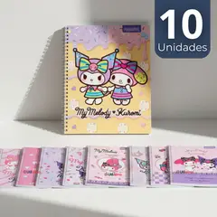 PROARTE - Pack 10 Cuadernos Universitario My Melody & Kuromi 7mm 100 Hojas Diseños Surtidos