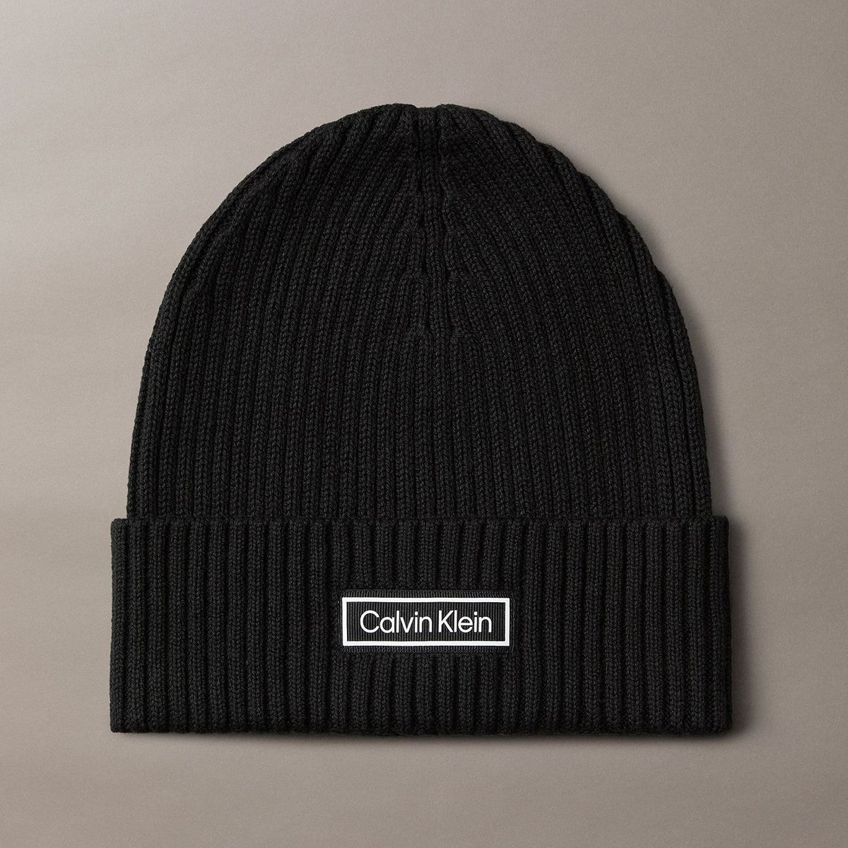 CALVIN KLEIN - Gorro de Punto de Mezcla de Algodón y Cachemira Negro Calvin Klein