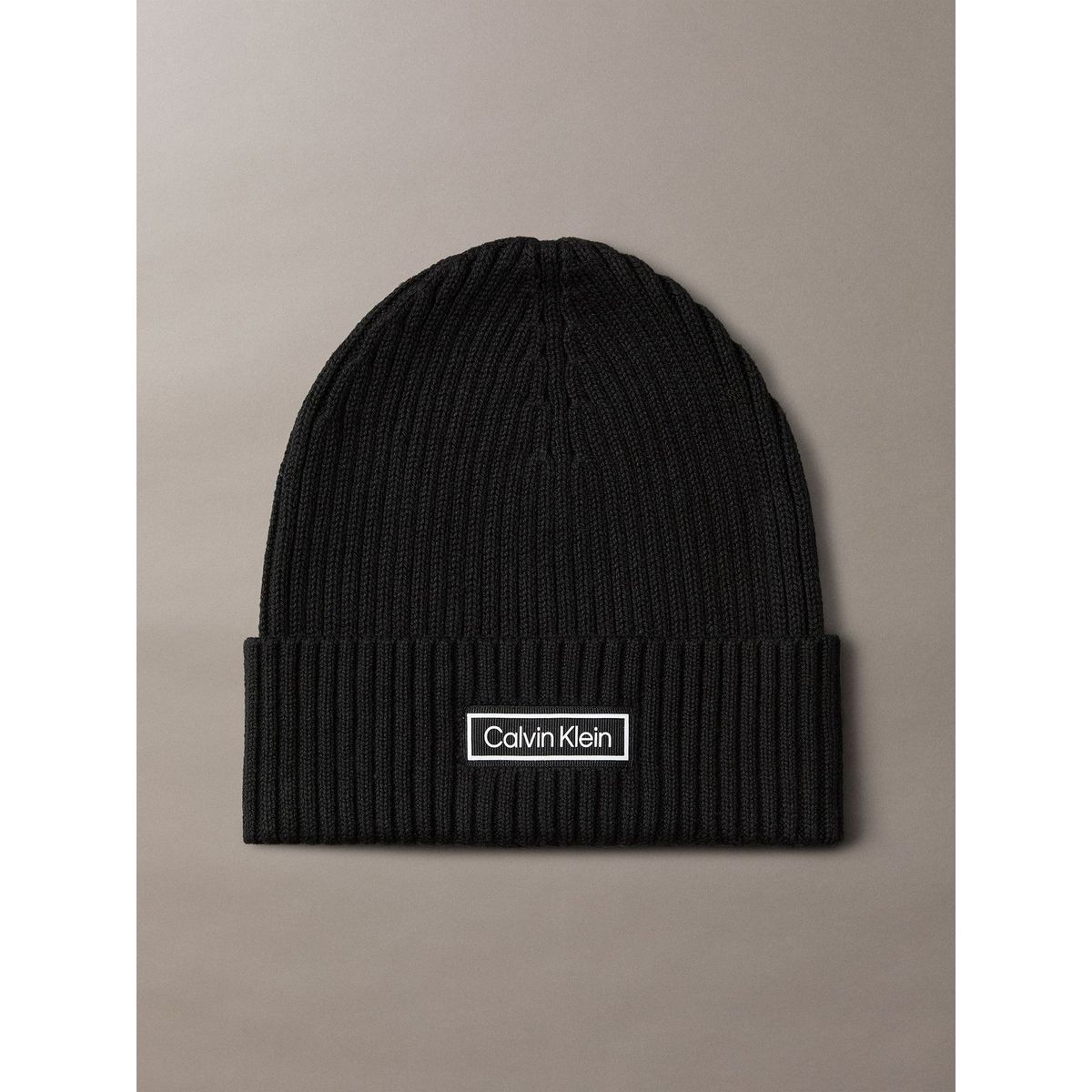 CALVIN KLEIN - Gorro de Punto de Mezcla de Algodón y Cachemira Negro Calvin Klein