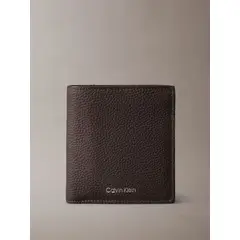 CALVIN KLEIN - Billetera Plegada Slim con Logo Grabado Cafe