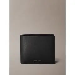 CALVIN KLEIN - Billetera Bifold en Cuero Saffiano Negro