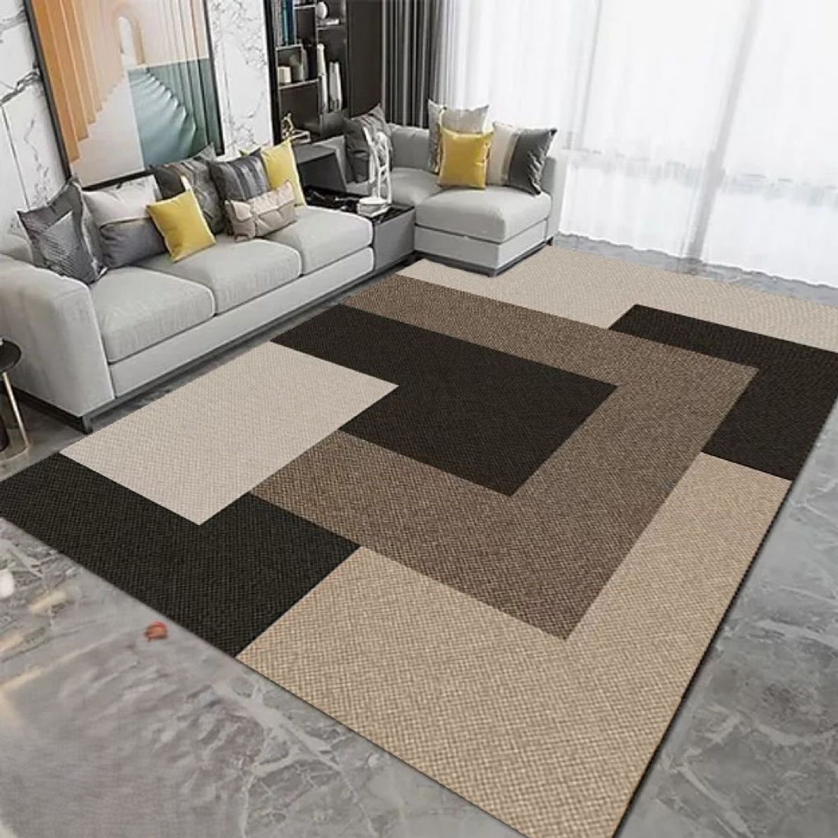 GENERICO - ALFOMBRA PARA LIVING ANTIDESLIZANTE CON DISEÑOS TRIDIMENCIONALES