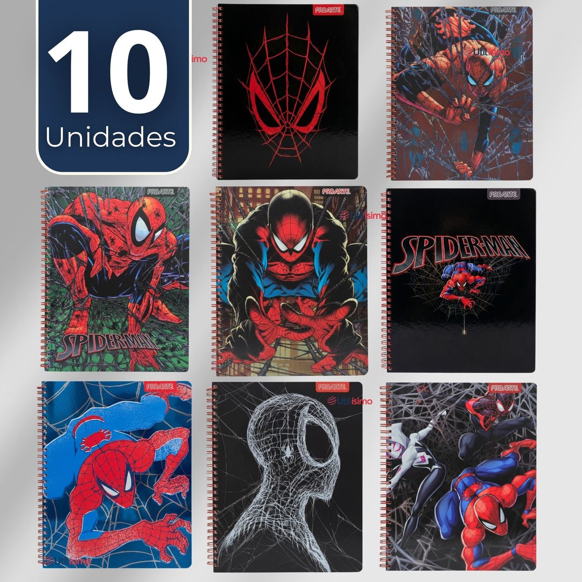 PROARTE - Pack 10 Cuadernos Universitarios SpiderMan 100 Hojas Proarte Diseños Surtidos