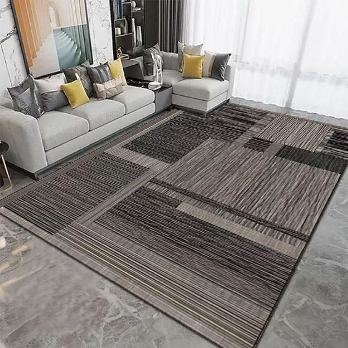 GENERICO - ALFOMBRA PARA LIVING ANTIDESLIZANTE CON DISEÑOS TRIDIMENCIONALES