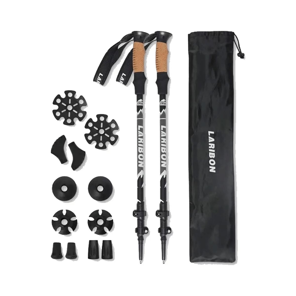 IMPORTCLICK - Pack 2 Bastones Trekking Senderismo Aluminio Plegable Gris Oscuro