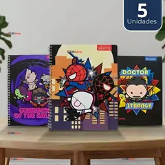 PROARTE - Pack 5 Cuadernos Universitarios Marvel Heroes 100 Hojas Diseños Surtidos