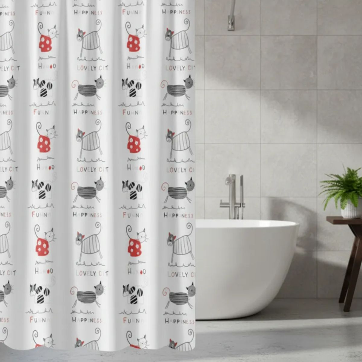 GENERICO - Cortina De Baño Gatos Impermeable