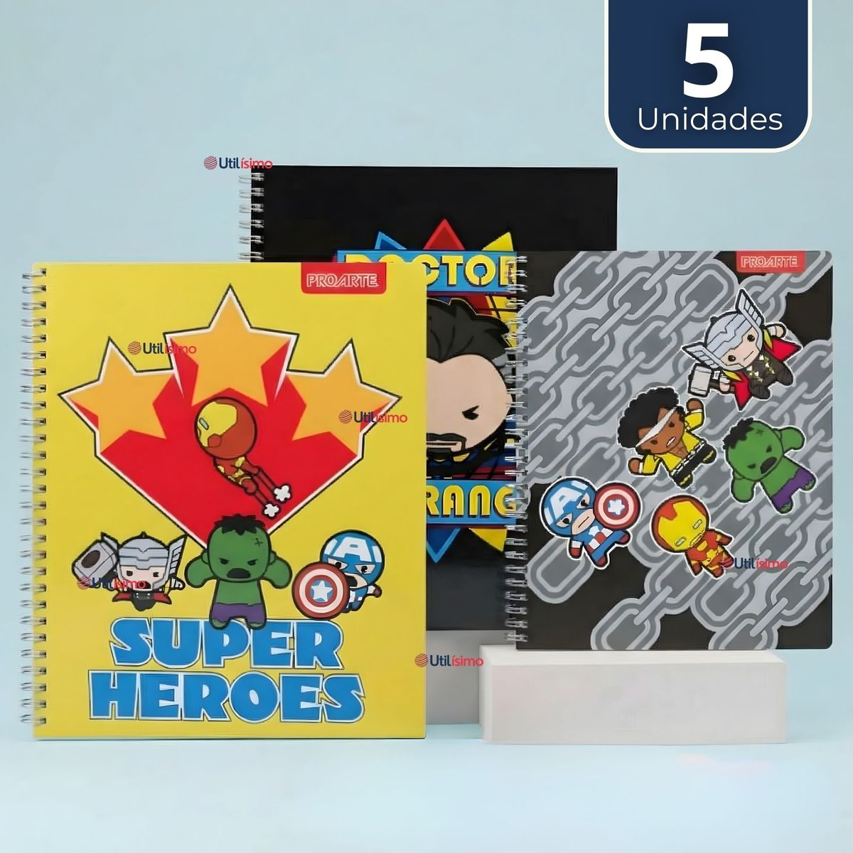 PROARTE - Pack 5 Cuadernos Universitarios Marvel Heroes 100 Hojas Proarte Diseños Surtidos