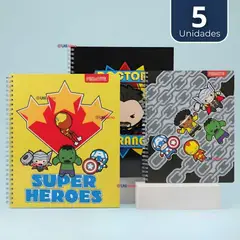 PROARTE - Pack 5 Cuadernos Universitarios Marvel Heroes 100 Hojas Diseños Surtidos