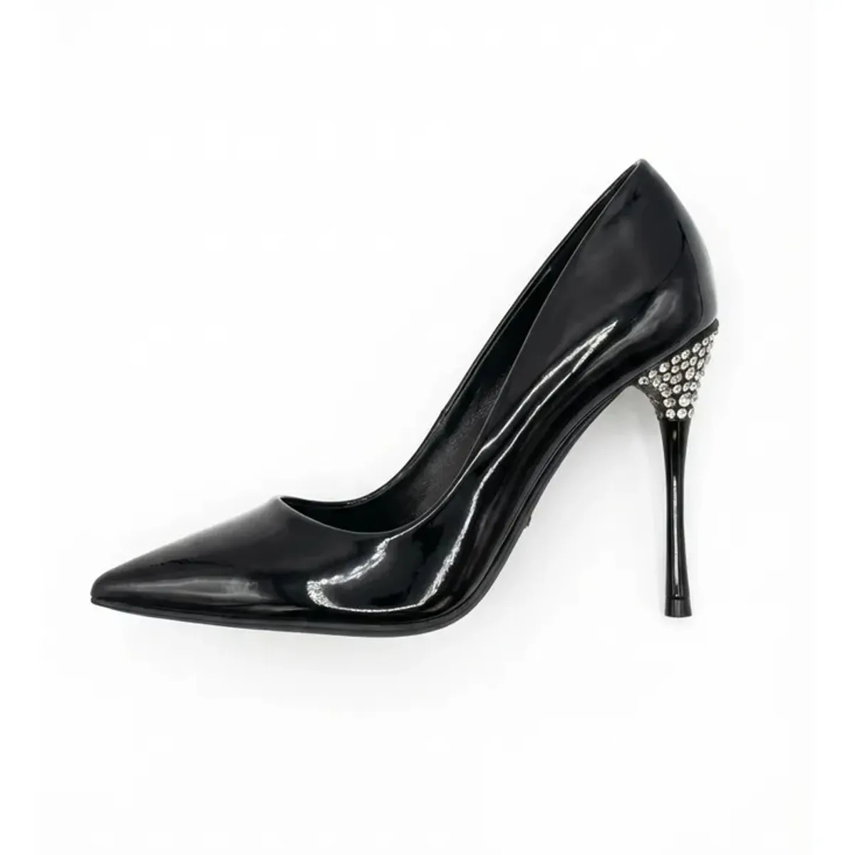 BOVINITA - Zapato Mujer Stiletto Negro Charol Taco Aguja Fiesta 10 Cm