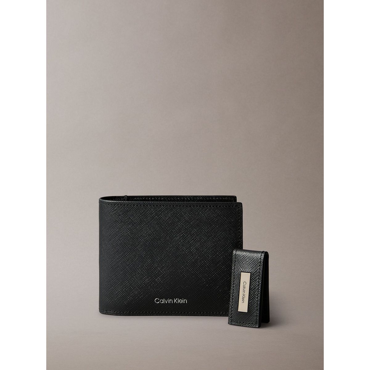 CALVIN KLEIN - Set de Billetera y Clip de Billetes En Cuero Negro Calvin Klein
