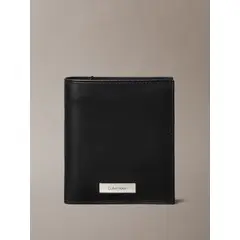 CALVIN KLEIN - Billetera de Plegado Triple con Placa con Logo Negro