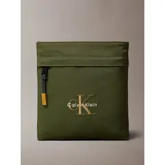 CALVIN KLEIN - Bolso Plano de Nailon con Monograma Verde