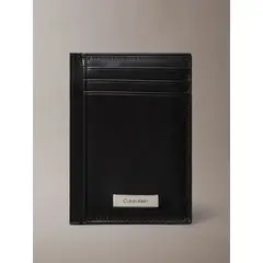 CALVIN KLEIN - Tarjetero Vertical con Logo Metálico Negro