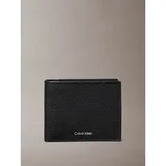 CALVIN KLEIN - Billetera Plegada con Logo Grabado Negro