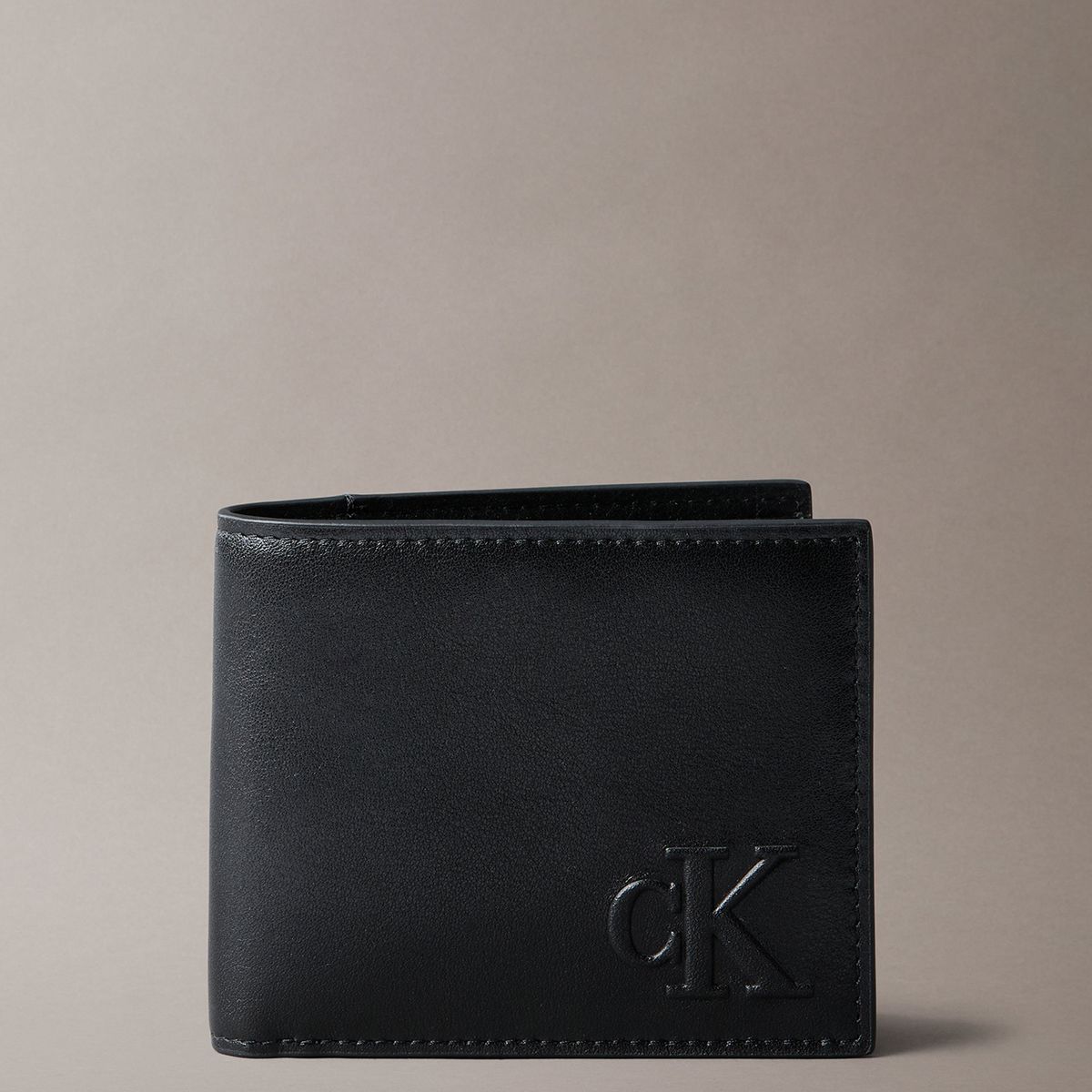 CALVIN KLEIN - Billetera de Cuero con Monograma Negro Calvin Klein