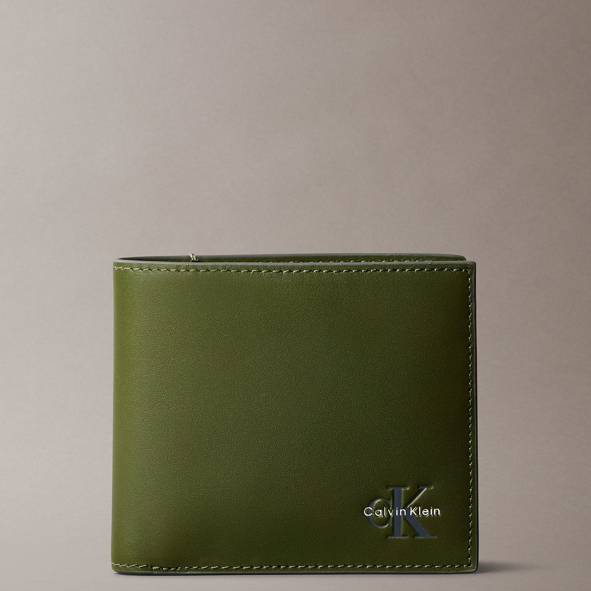 CALVIN KLEIN - Billetera de Cuero Mono Logo Verde Calvin Klein