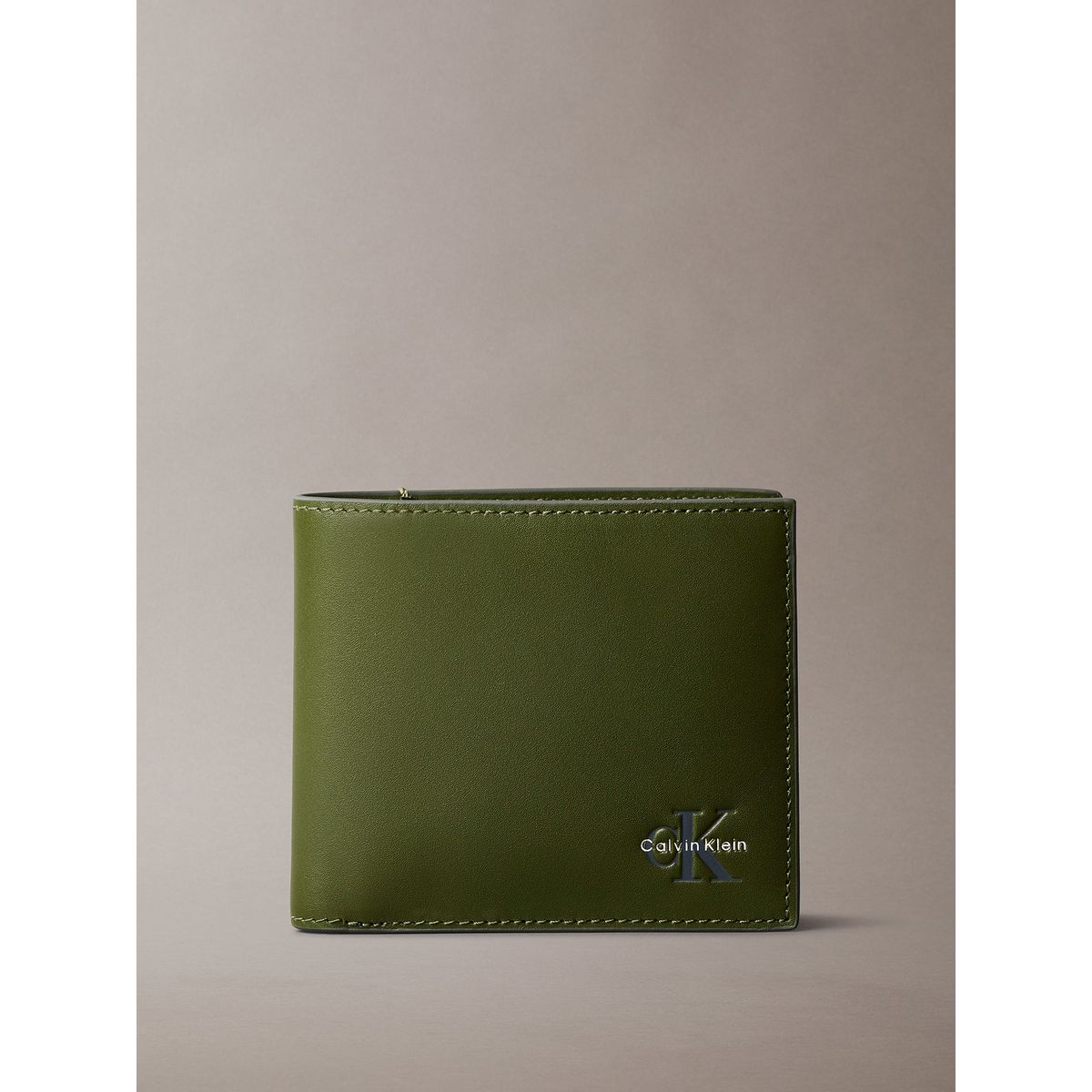 CALVIN KLEIN - Billetera de Cuero Mono Logo Verde Calvin Klein