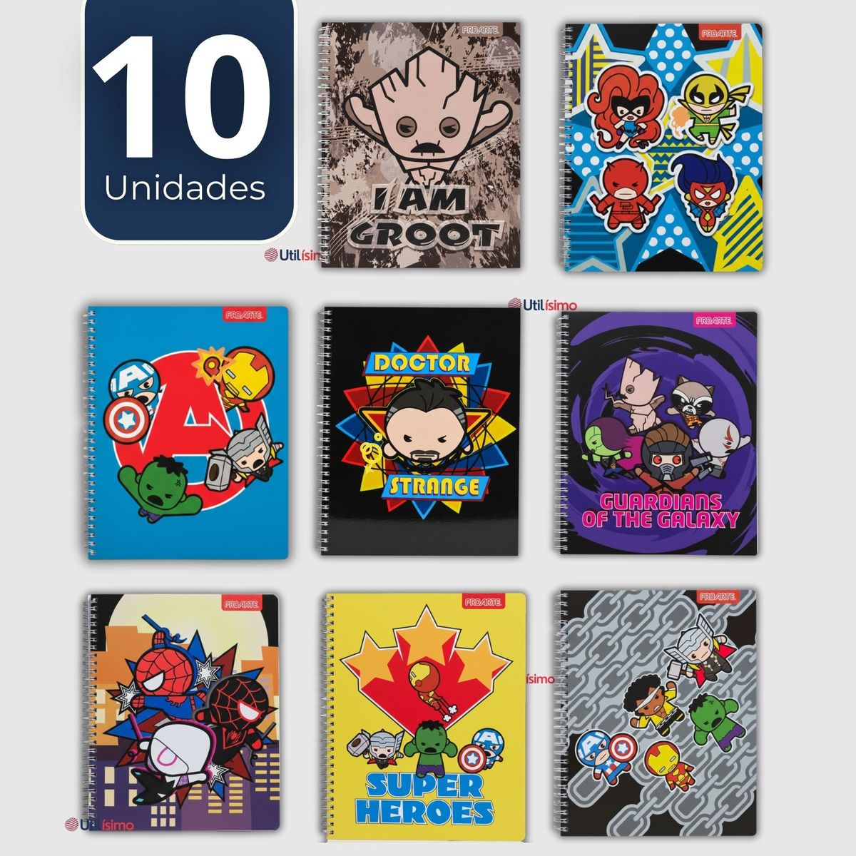 PROARTE - Pack 10 Cuadernos Universitarios Marvel Heroes 100 Hojas Proarte Diseños Surtidos