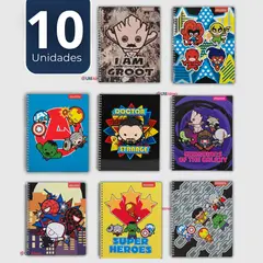 PROARTE - Pack 10 Cuadernos Universitarios Marvel Heroes 100 Hojas Diseños Surtidos