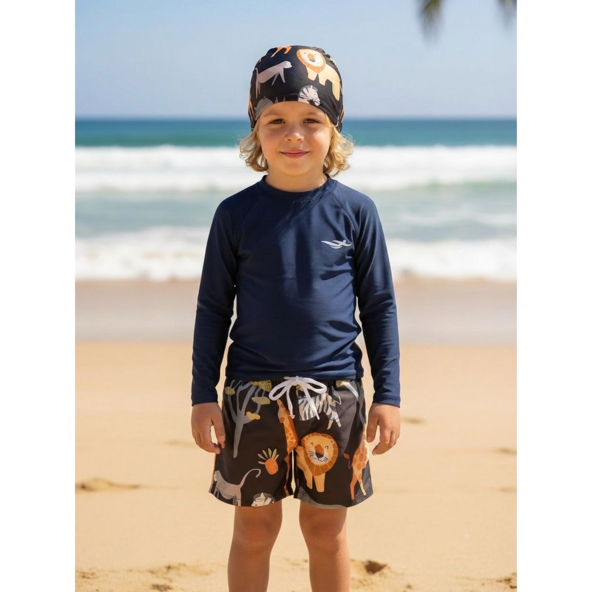 LIKE SHOP - Conjunto De Baño Niños Short Polera Manga Larga Gorro 0061