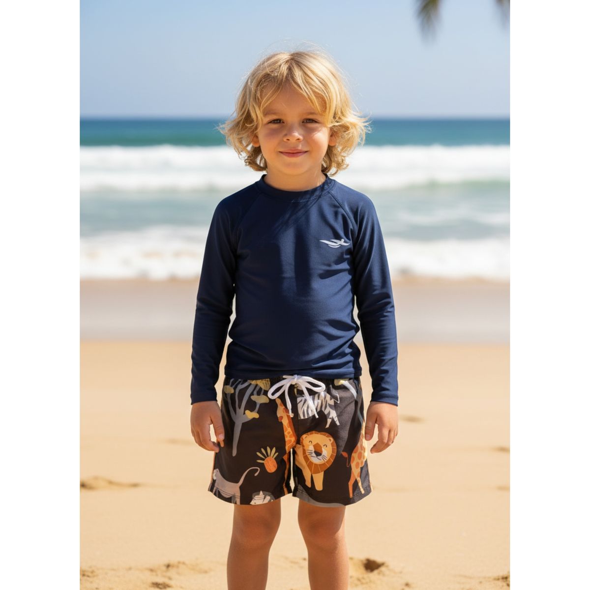 LIKE SHOP - Conjunto De Baño Niños Short Polera Manga Larga Gorro 0061