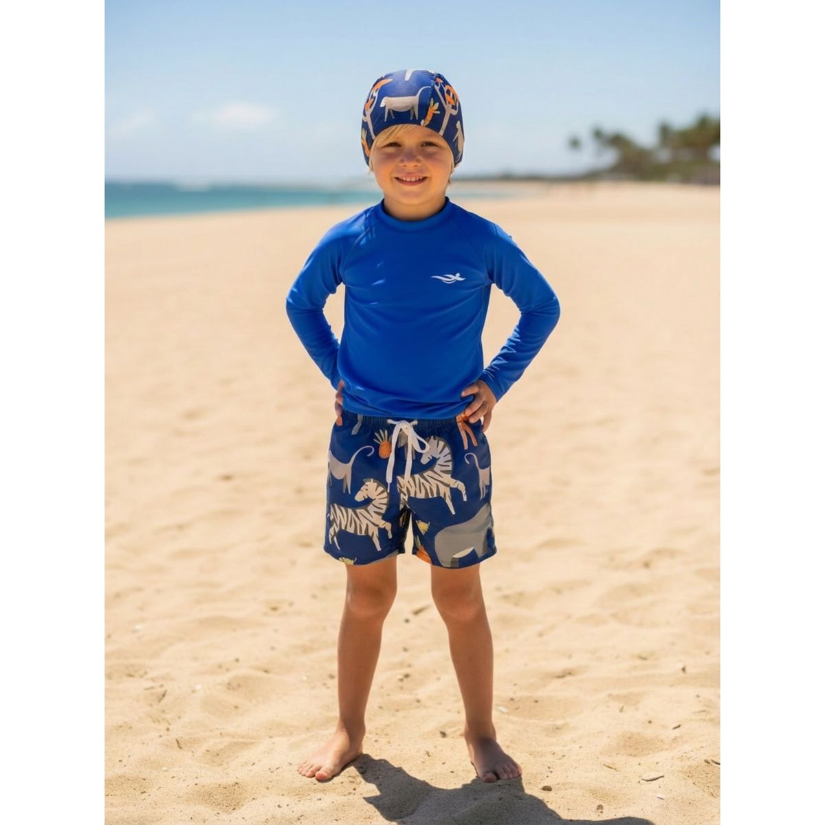 LIKE SHOP - Conjunto De Baño Niños Short Polera Manga Larga Gorro 0061