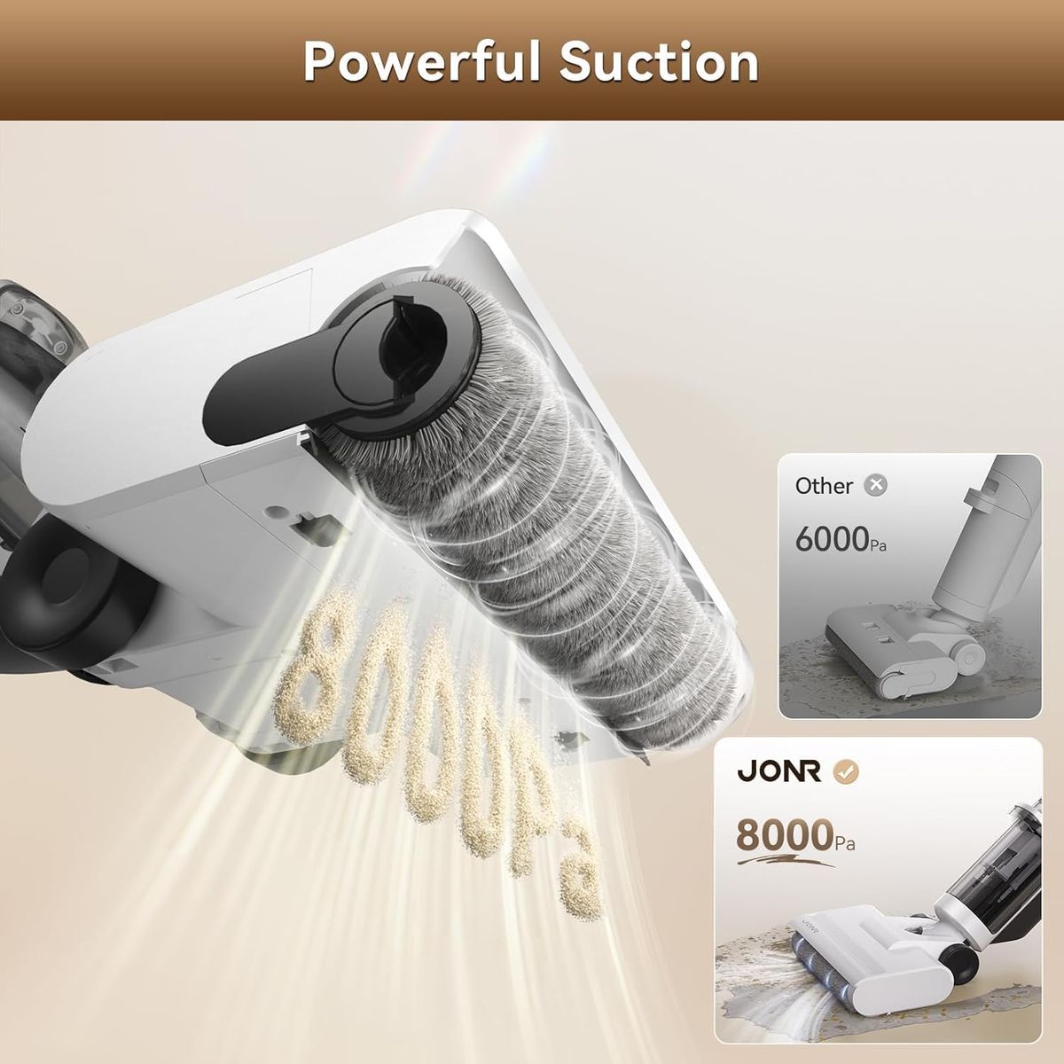 JONR - JONR ED12 Lite  Aspiradora en seco y húmedo sin cable con autolavado limpieza de bordes