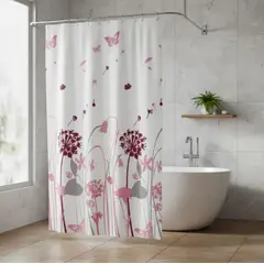 GENERICO - Cortina De Ducha Con Estampado Flores Y De Mariposas