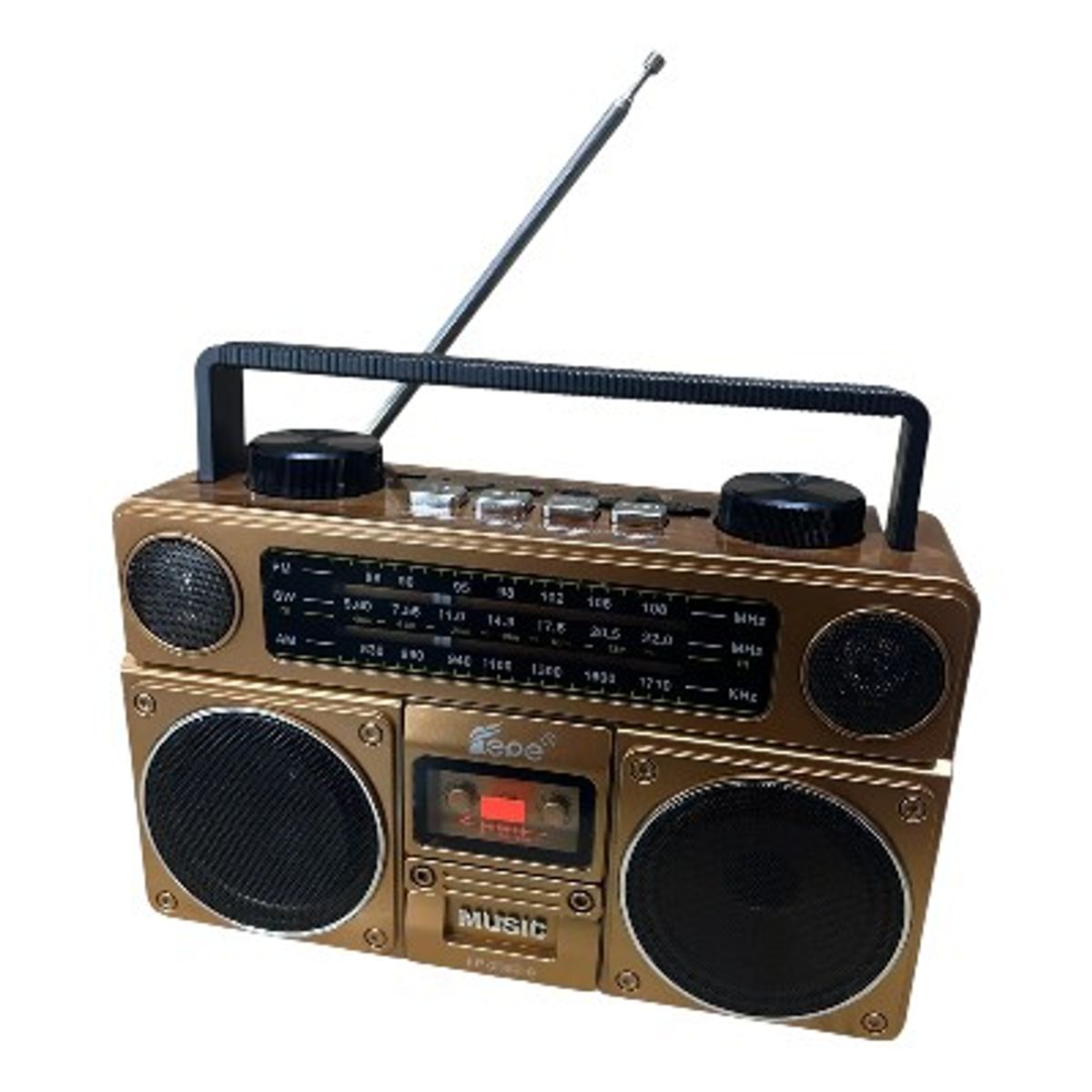 GENERICO - Radio Recargable Solar Subwoofer Bluetooth Mp3 Color Marrón