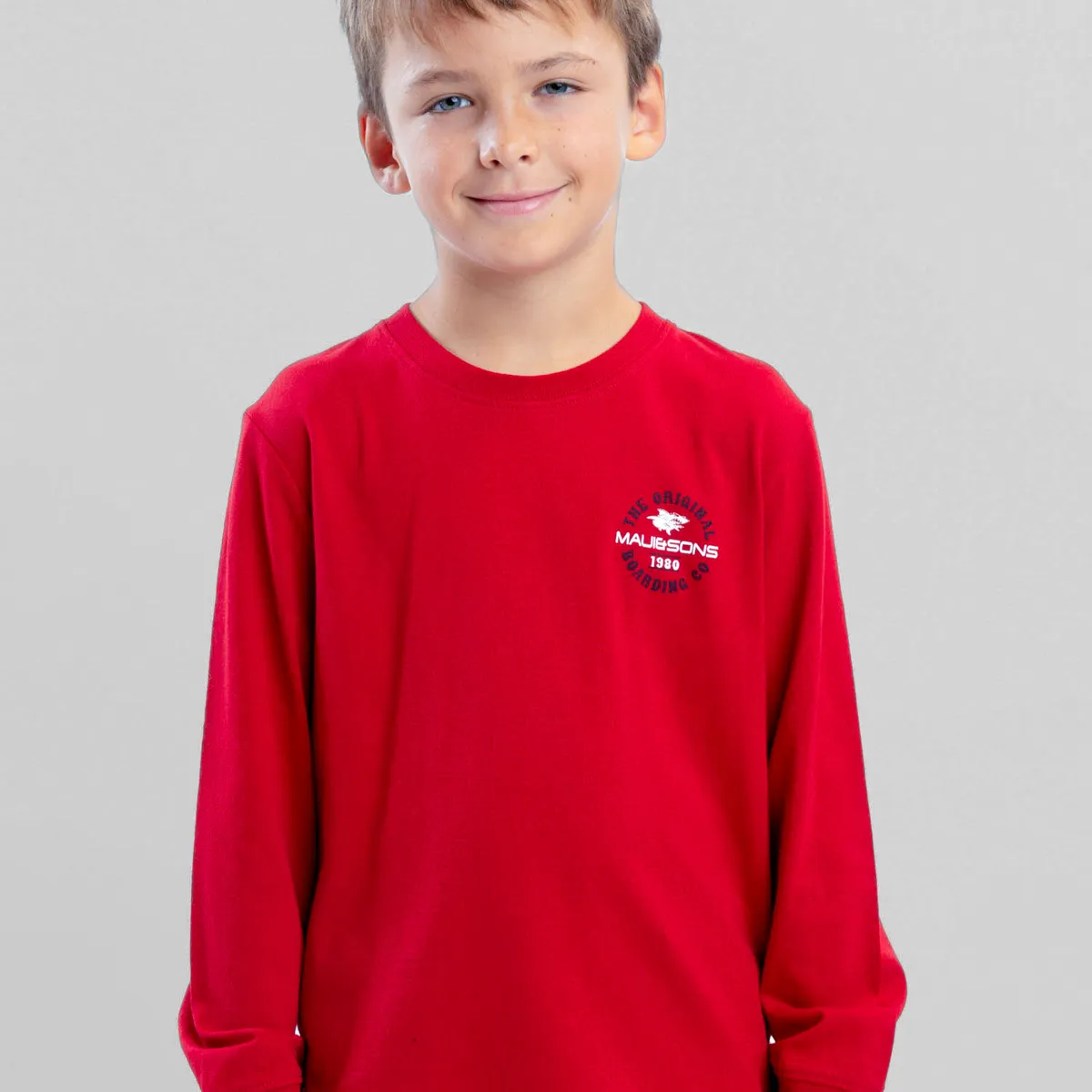 MAUI AND SONS - Polera ML Badge Rojo Infantil Maui And Sons