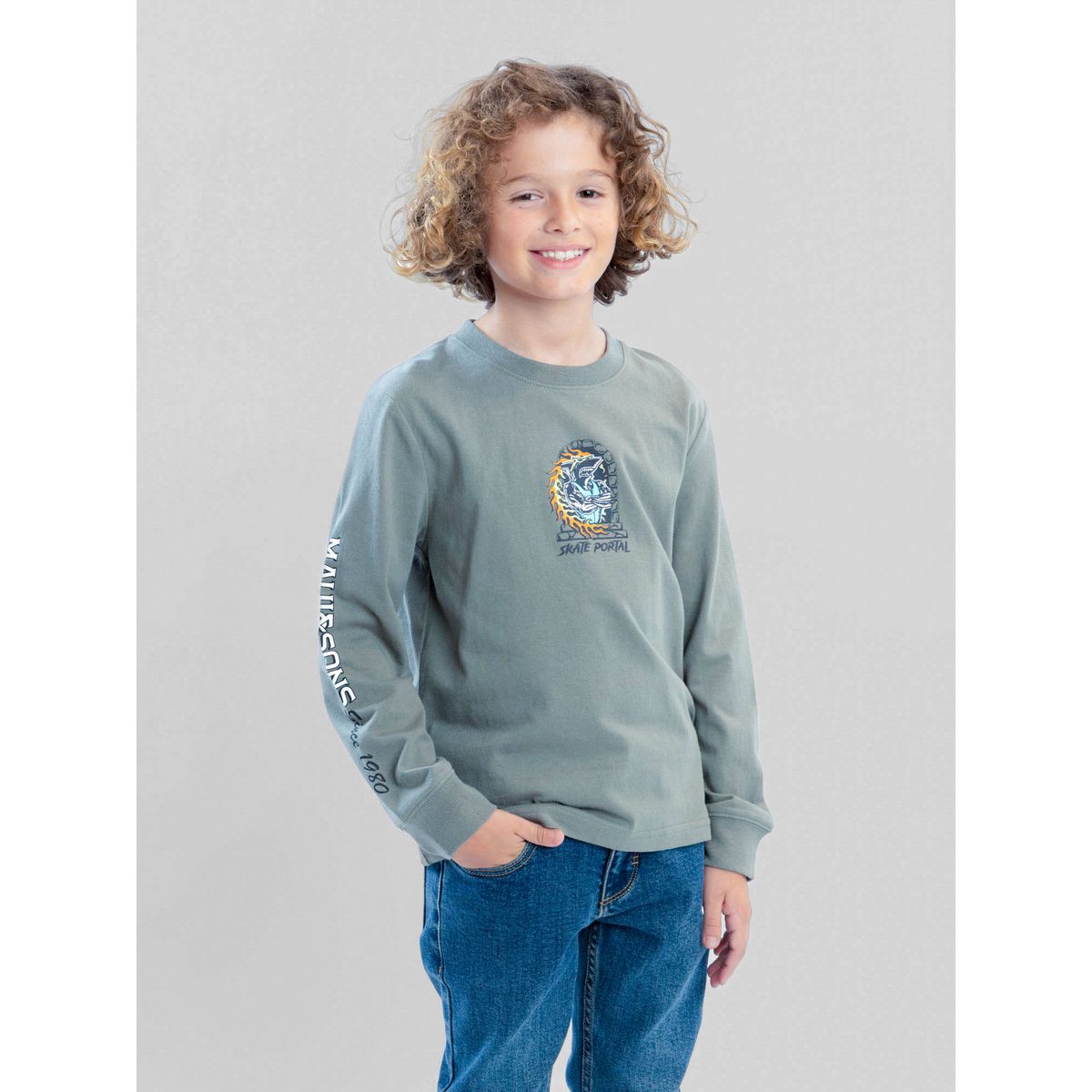 MAUI AND SONS - Polera ML Eternal Flame Verde Infantil Maui And Sons