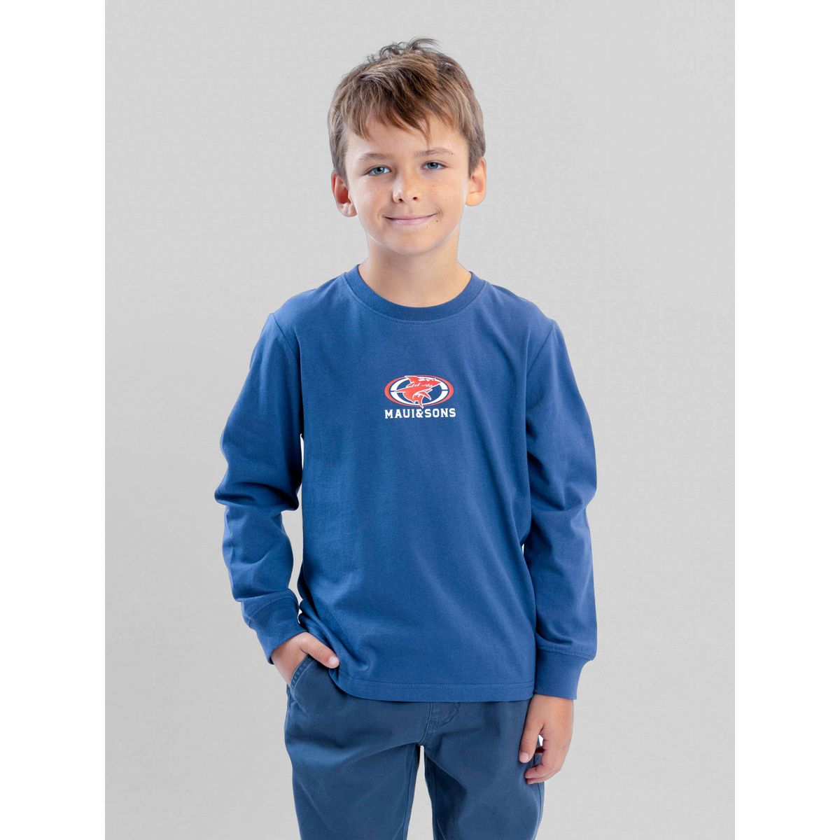 MAUI AND SONS - Polera ML Sailwind Celeste Infantil Maui And Sons