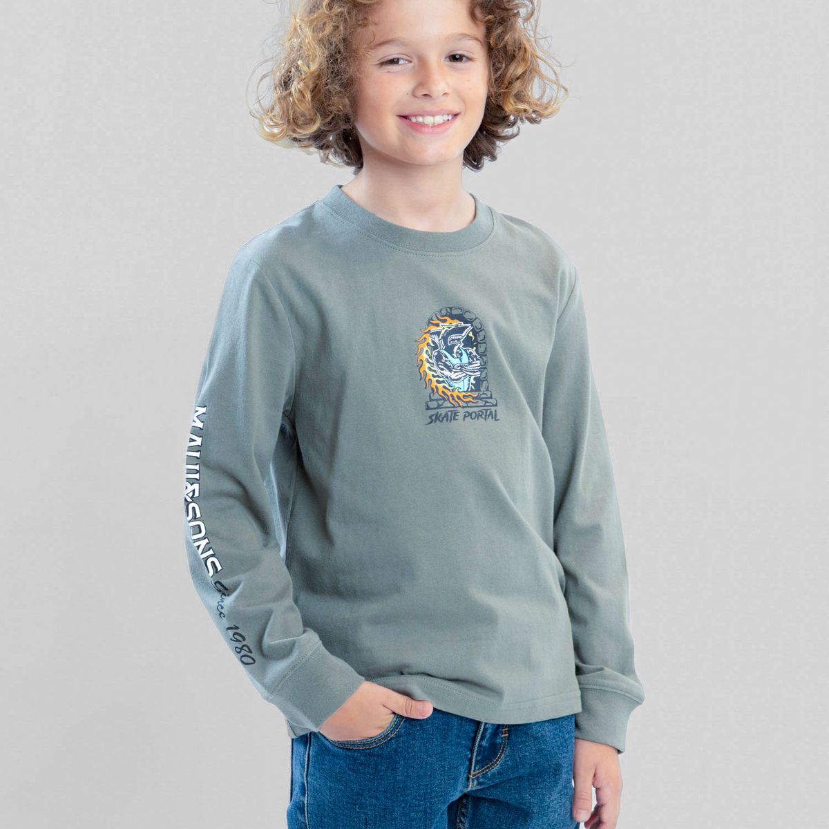 MAUI AND SONS - Polera ML Eternal Flame Verde Infantil Maui And Sons