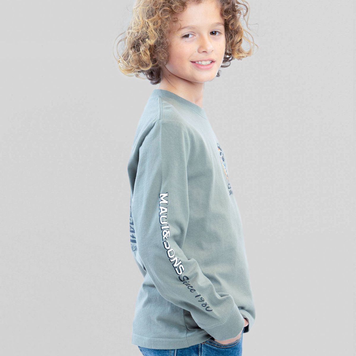 MAUI AND SONS - Polera ML Eternal Flame Verde Infantil Maui And Sons